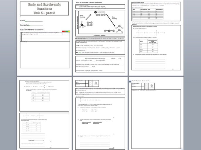 2016 AQA GCSE Chemistry Unit 5 Lesson 3 Bond Energies And Energy 2016 AQA GCSE Chemistry Unit 5 Lesson 3 Bond Energies And Energy