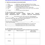 6 Essential Nutrients Worksheets