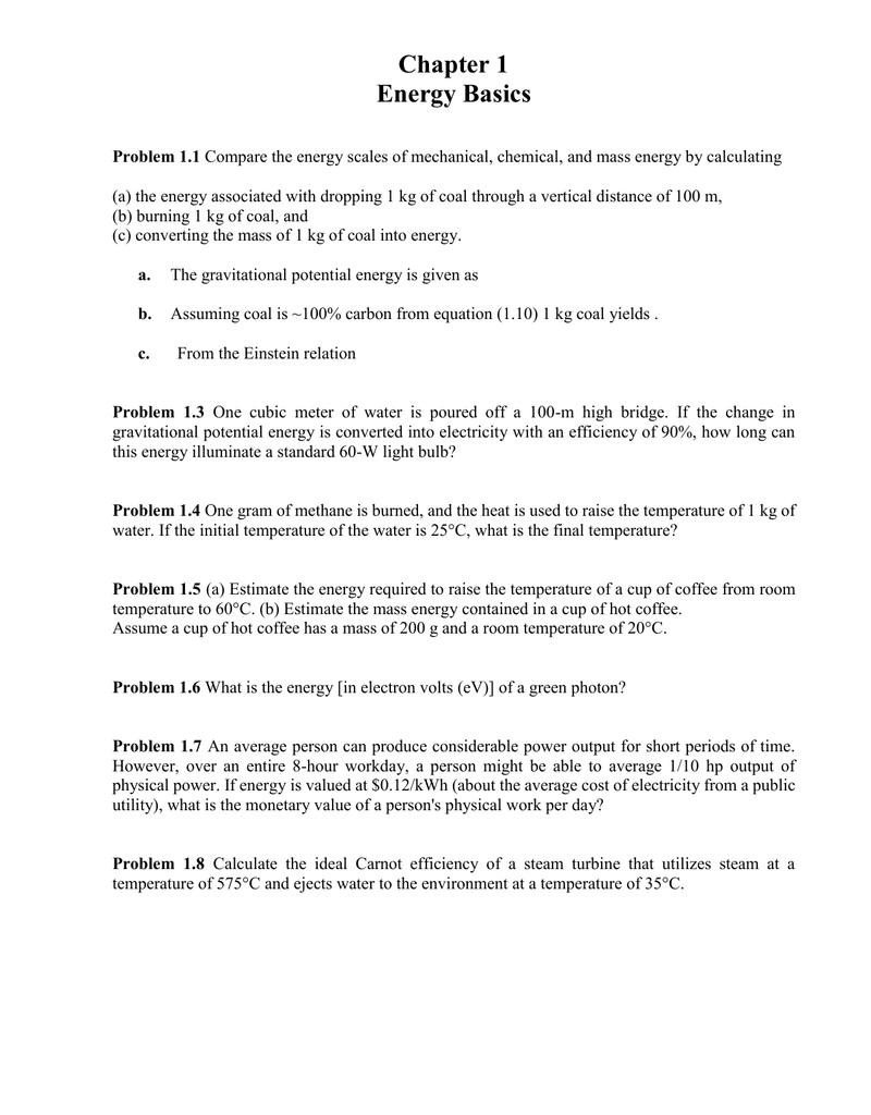 Chapter 1 Energy Basics Chapter 1 Energy Basics