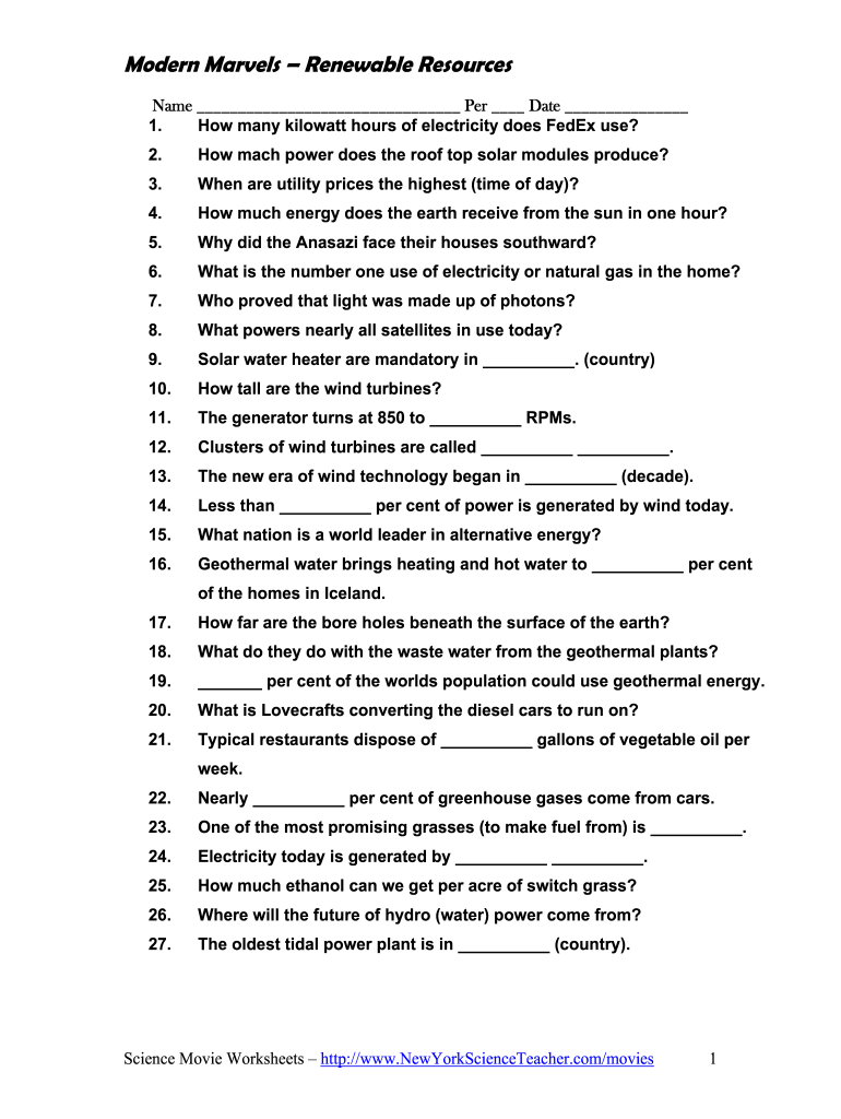 Modern Marvels Renewable Energy Worksheet Answers Fill Online Modern Marvels Renewable Energy Worksheet Answers Fill Online