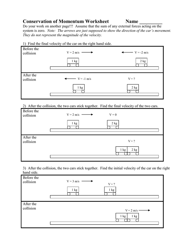 Momentum And Collisions Worksheet Answer Key Momentum And Collisions Worksheet Answer Key