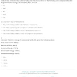 Quiz Worksheet Lattice Energy Study