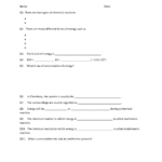 Year 11 Chemistry Worksheet Reactions