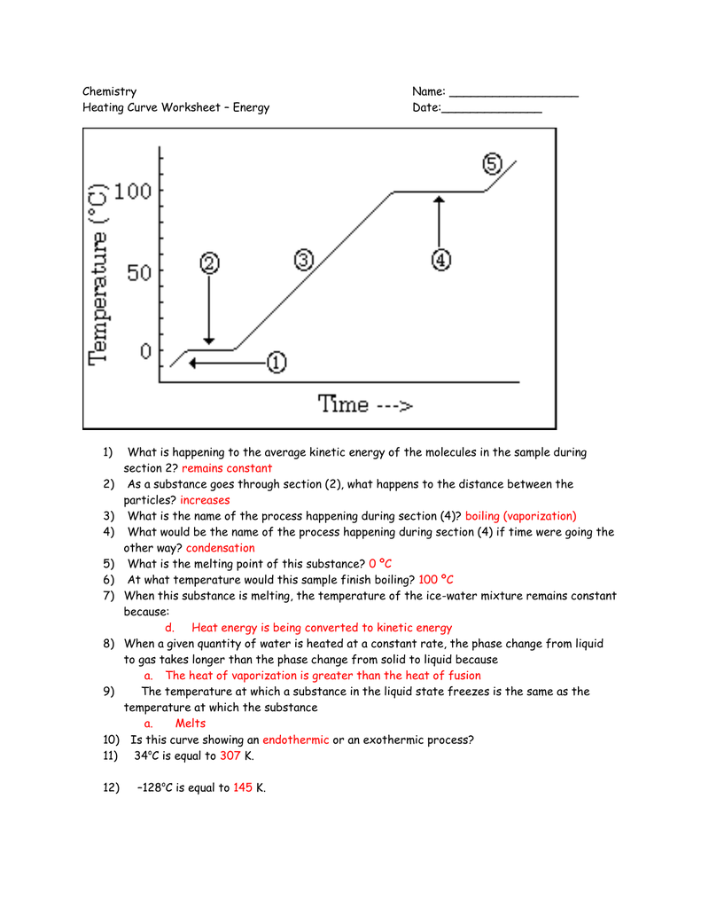 Chemistry Name Heating Curve Worksheet Energy Chemistry Name Heating Curve Worksheet Energy