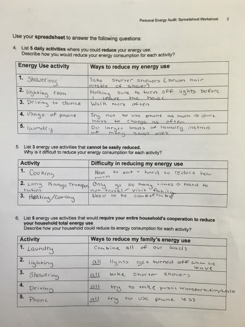 Energy Calculations Worksheet