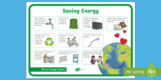 Energy Saving Signs And Labels Display Poster EYFS KS2