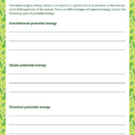 Energy Types Worksheet
