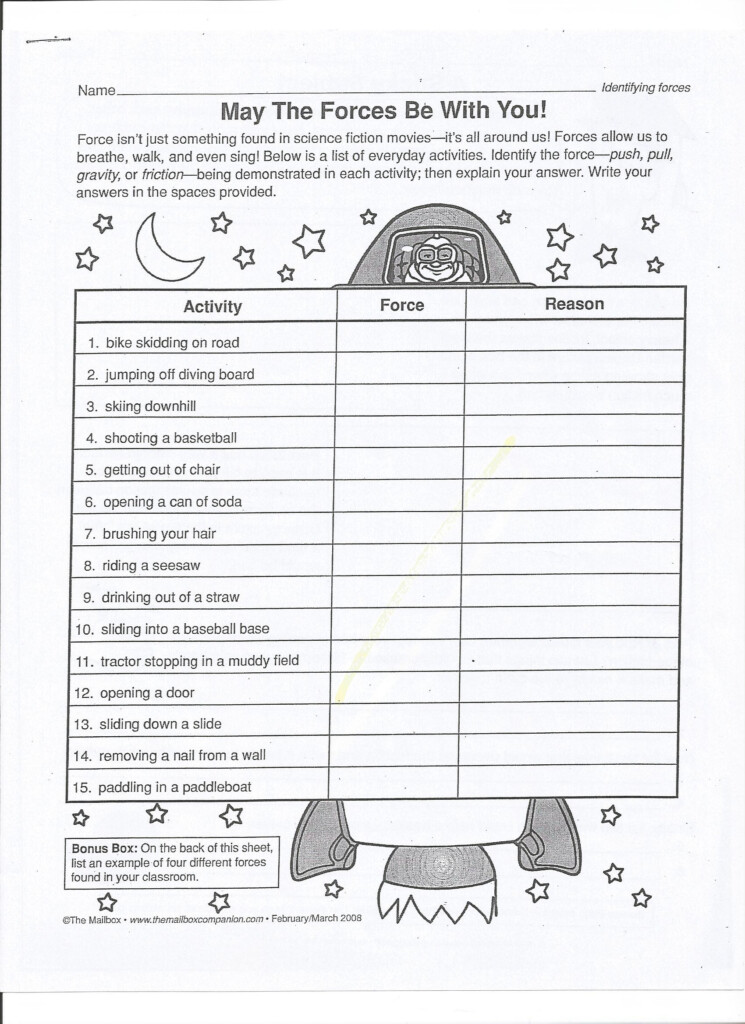 Forces And Motion Worksheet Nidecmege