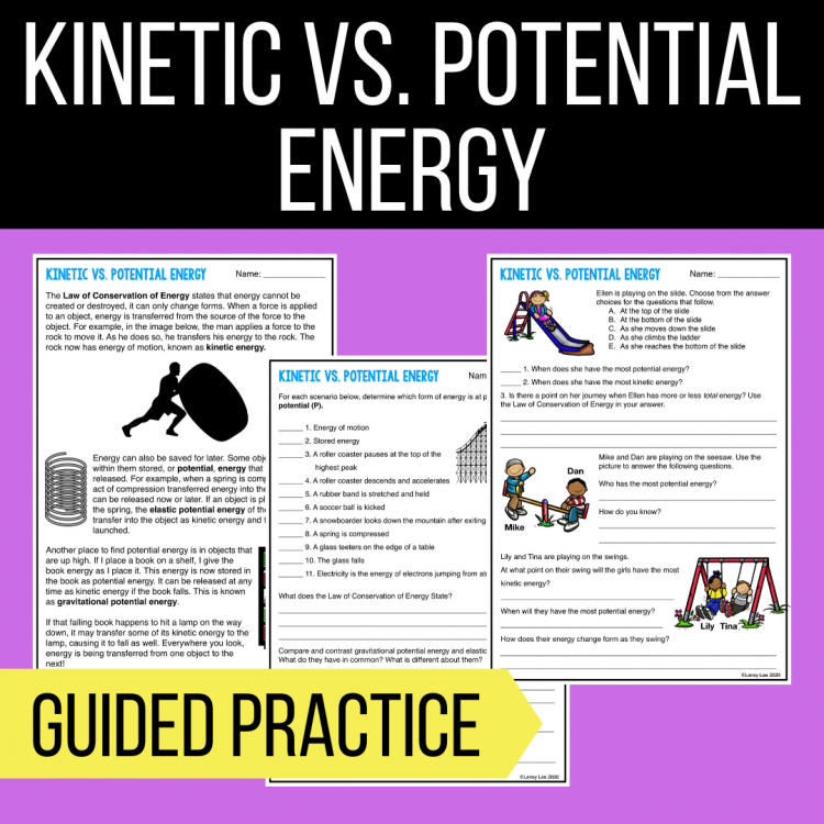 Kinetic Vs Potential Energy Guided Practice Worksheet PDF Kinetic Vs Potential Energy Guided Practice Worksheet PDF