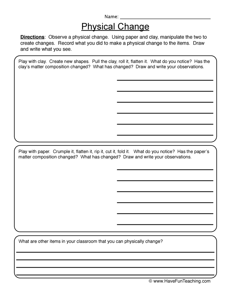 Physical Changes Observation Worksheet Have Fun Teaching Physical Changes Observation Worksheet Have Fun Teaching