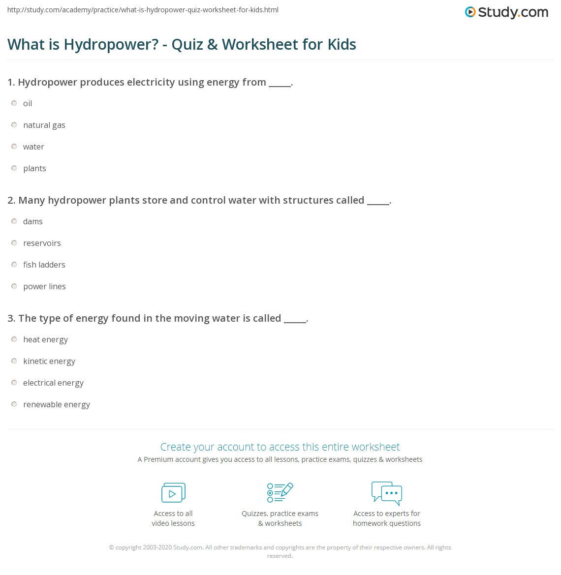 What Is Hydropower Quiz Worksheet For Kids Study What Is Hydropower Quiz Worksheet For Kids Study