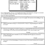 Conservation Of Energy Problems Worksheet Answers Law Of