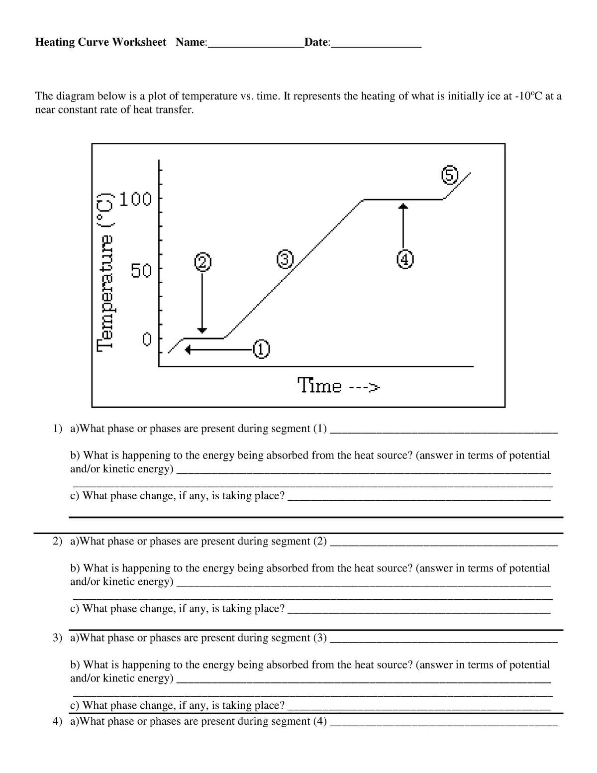 Heating Curve Of Water Worksheet CH B StuDocu
