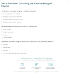 Quiz Worksheet Calculating The Activation Energy Of Enzymes Study