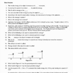 Work Energy And Power Worksheet Answer Key