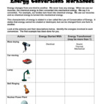 Worksheet On Energy Transformation Google Search Energy